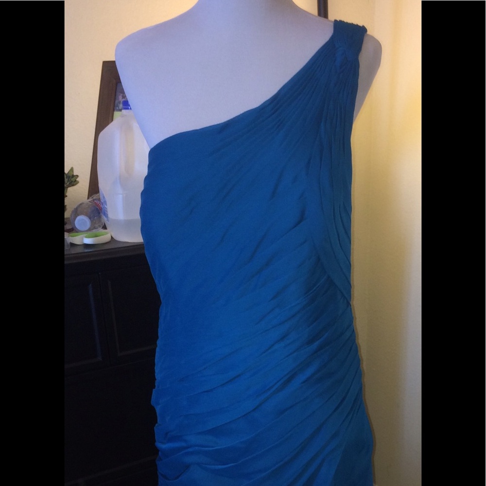 Mori Lee shoulder chiffon floor length dress - Picture 3 of 4