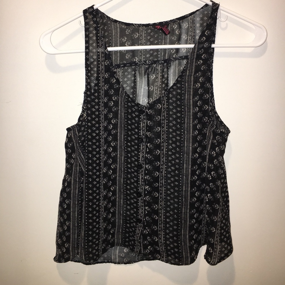 ⚡️⚡️⚡️ Forever 21 black sheer top w white details