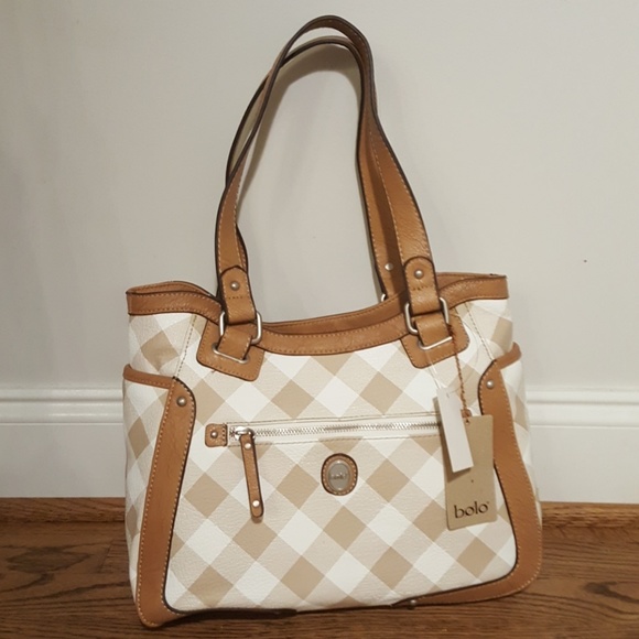 Bolo Bags Bolo Plaid Faux Leather Tote Handbag Cocoa Poshmark