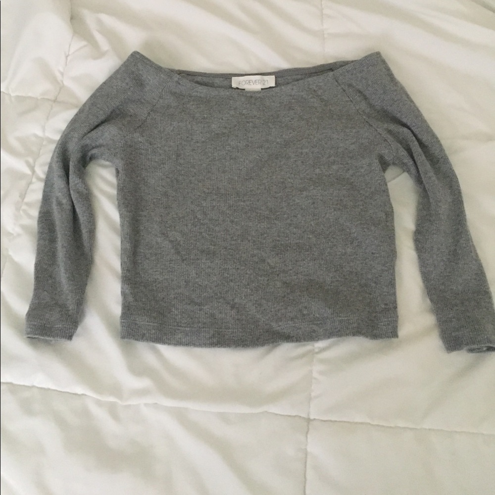 Forever21 gray off shoulder crop top