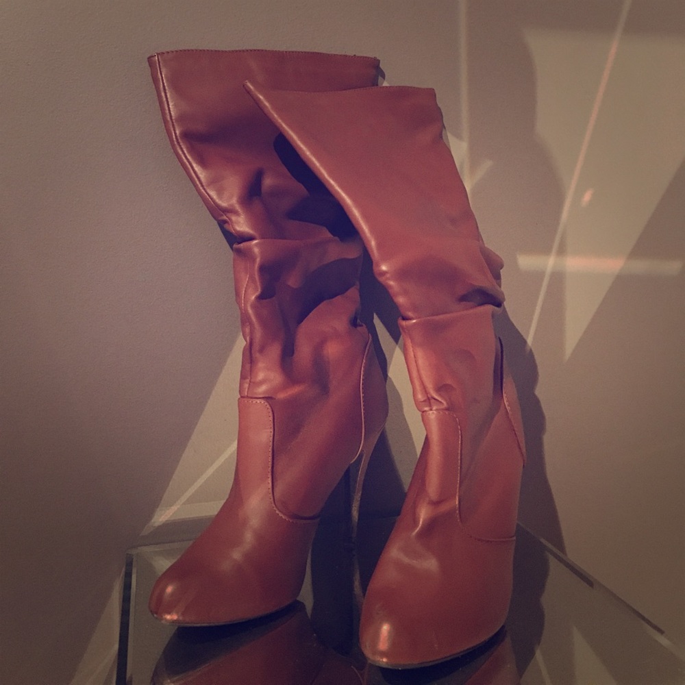 Brown heeled boots