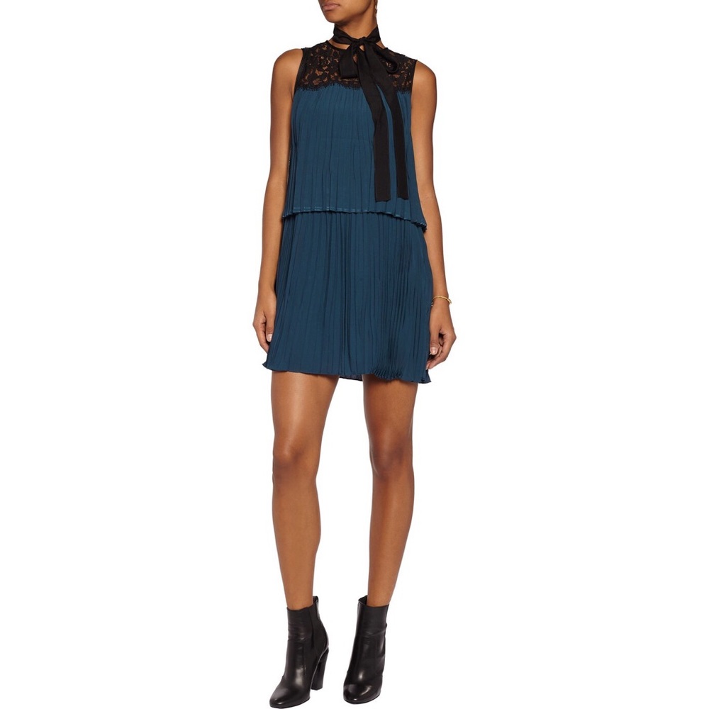 New Rachel Zoe Berenice Lace Pleated Voile Dress 2 - Picture 5 of 6