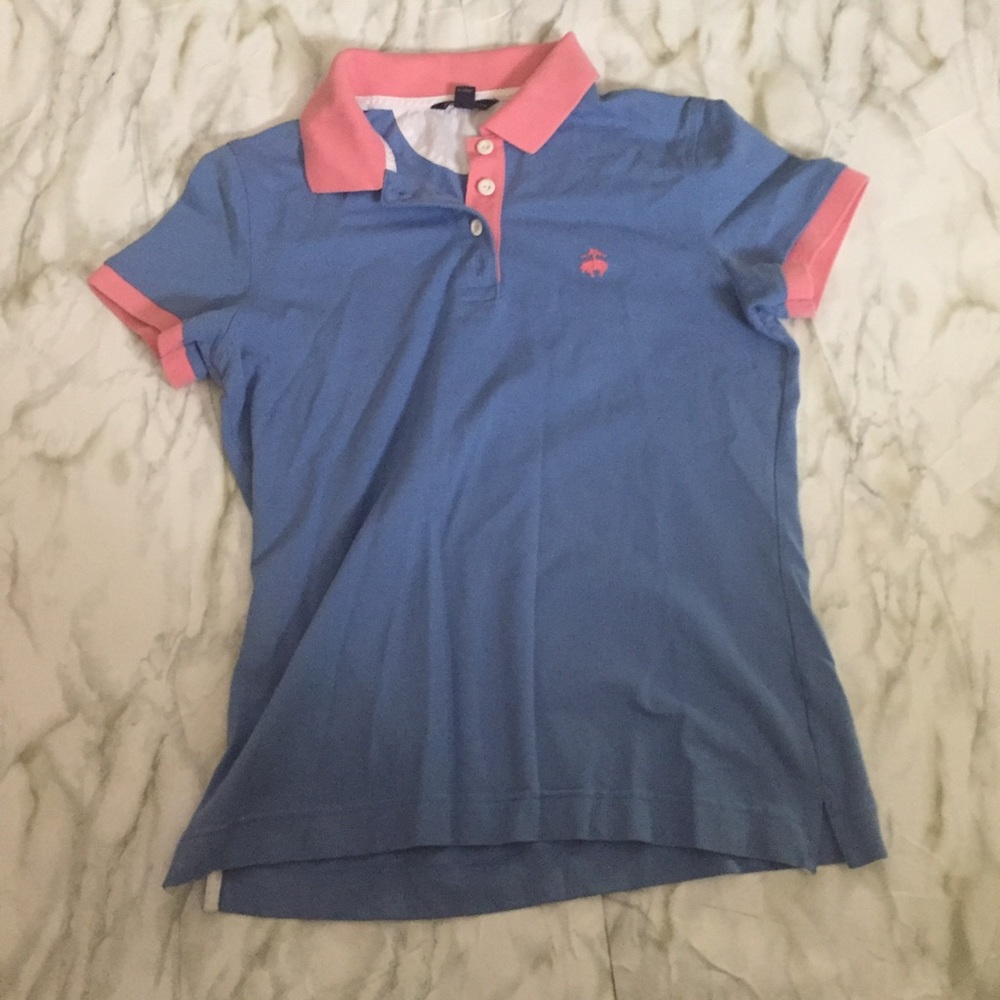 Brooks Brothers EUC Color-Block Polo Blue Pink M