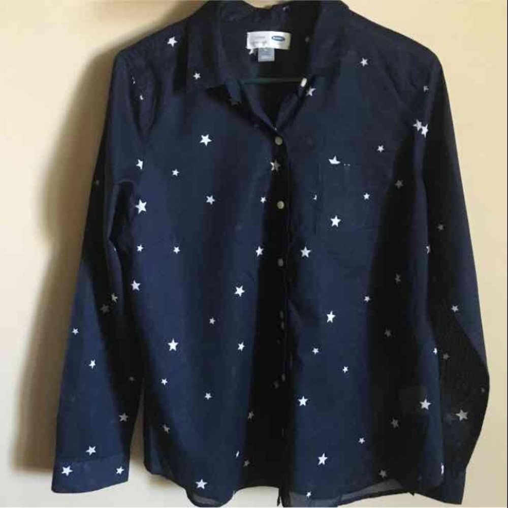 🎀Old Navy Women's Stars Button Down shirt Sz M🎀