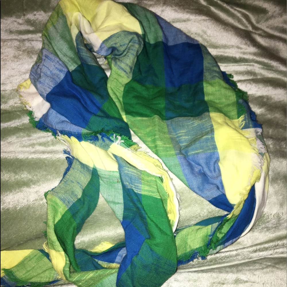 Yellow, Green, Blue and White Scarf