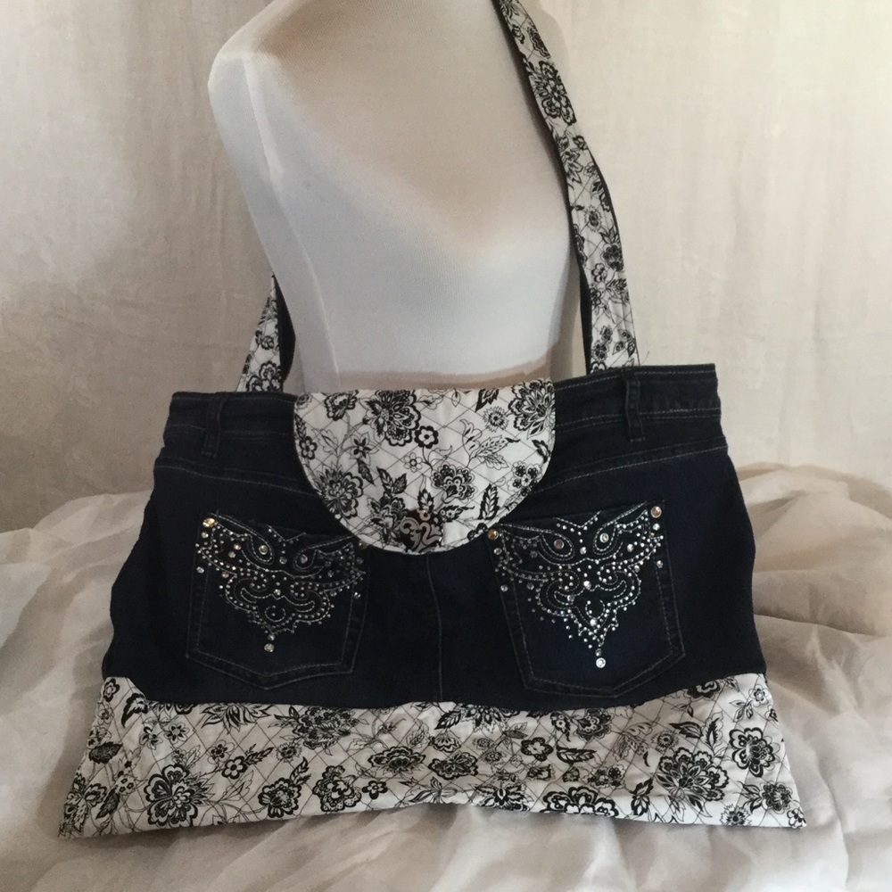 Upcycle Blue Jean Travel Handbag