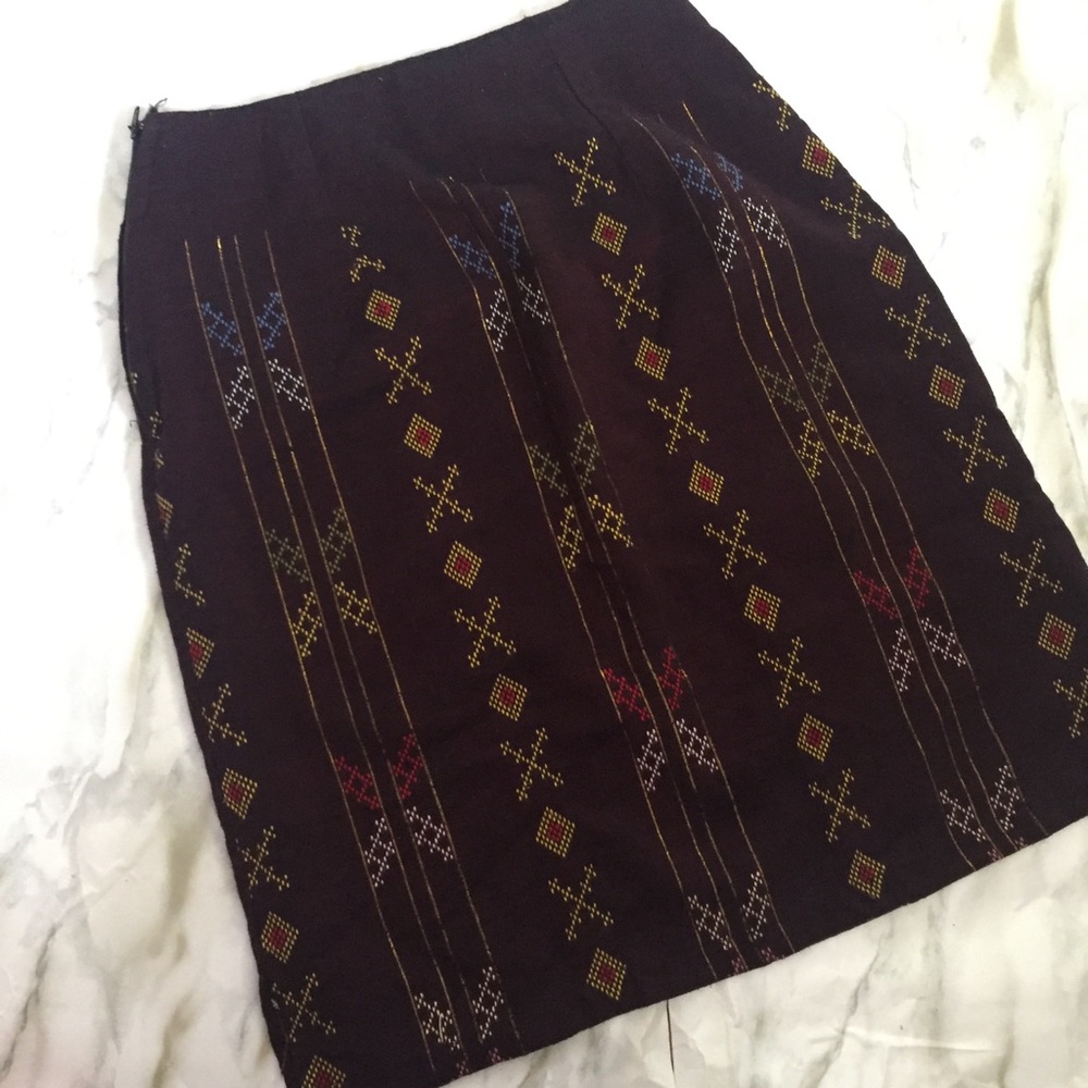 Handmade Aztec Maroon Girls Skirt Side Slits 11x18