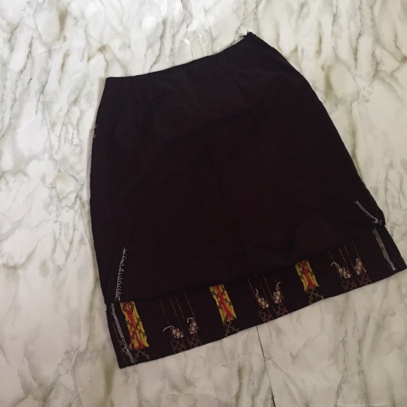 Handmade Aztec Maroon Girls Skirt Side Slits 11x18 - Picture 3 of 6