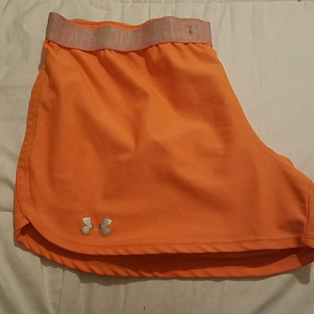 Orange under armour running shorts