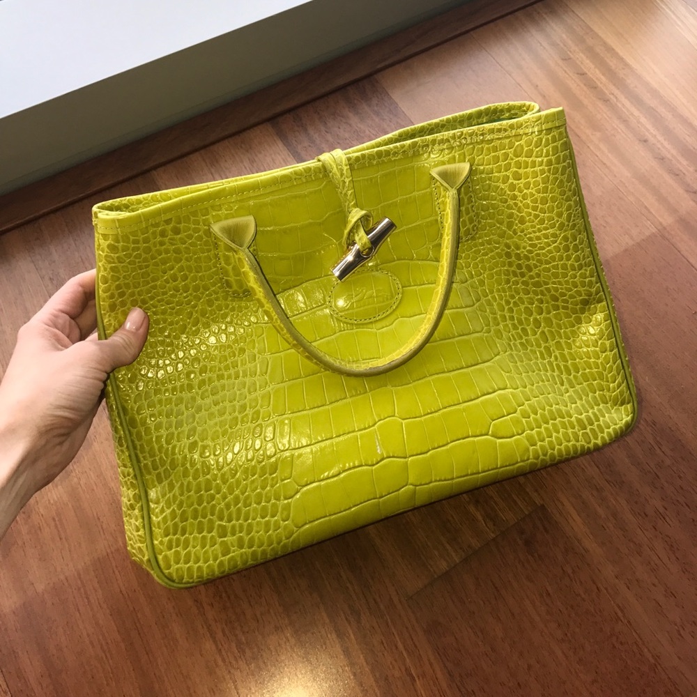 Longchamp Crocodile Embossed Tote Dust Bag Incld