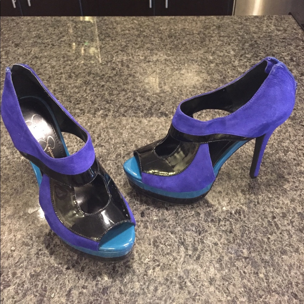 Jessica Simpson Blue/Tea/Black Heels