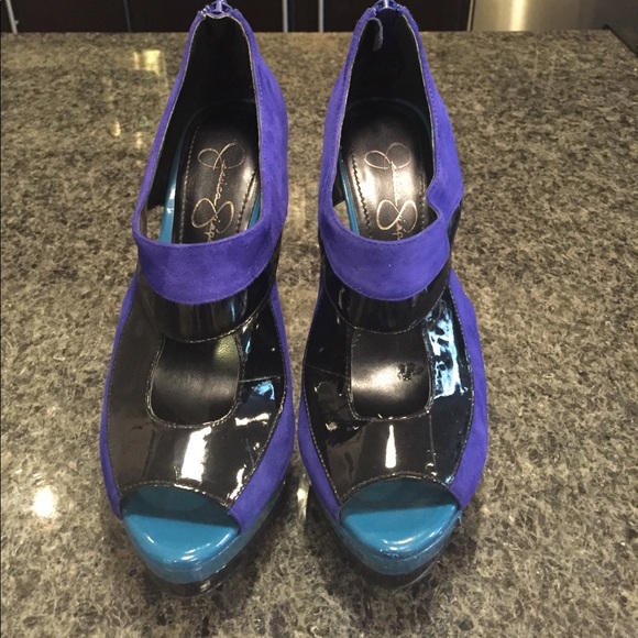 Jessica Simpson Blue/Tea/Black Heels - Picture 3 of 4