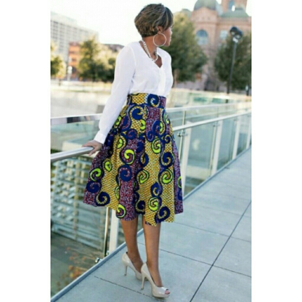 Nubian Queen High Waist A-lined Midi Skirt