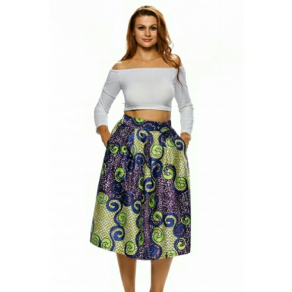 Nubian Queen High Waist A-lined Midi Skirt - Picture 2 of 4