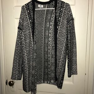 Black and white patterned cardigan