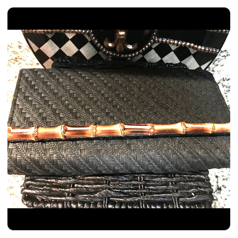 H&M Black Clutch w/Bamboo Trim - NWT