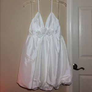 White Bubble hem halter dress