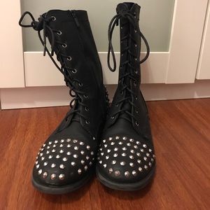 Black studded combat boots