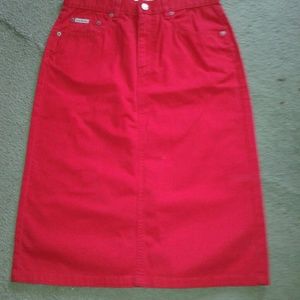 Calvin Klein size 6 red jean skirt