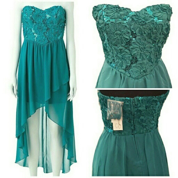 Speechless Dresses & Skirts - NEW 9 Strapless Green Speechless Hi Low Prom Dress