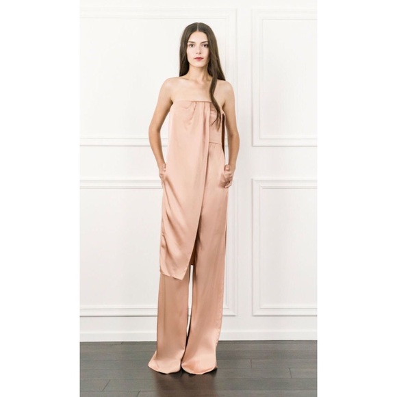 Hazelnut Rachel Zoe Chester Layered Satin Jumpsuit - Picture 2 of 3