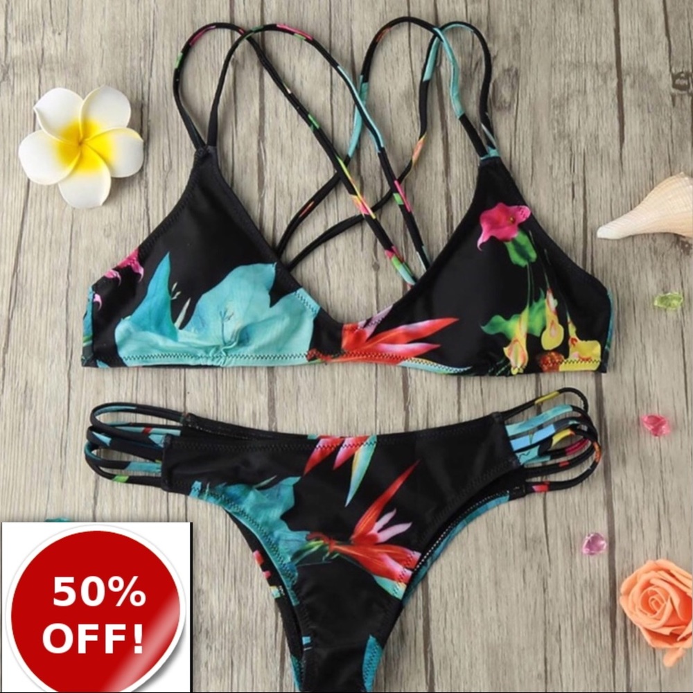 Print Floral Brazilian Bikini 50% OFF SALE WAS $39 - Picture 6 of 7