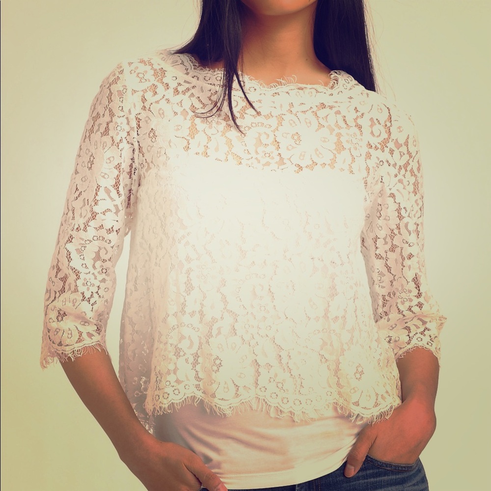 Joie Elvia Scalloped Lace Top