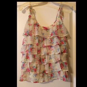 ❤️SOLD❤️Gilly Hicks Cream Floral Tiered Cami Tank