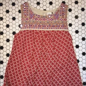 Patterned Anthropologie Tank with embellishment