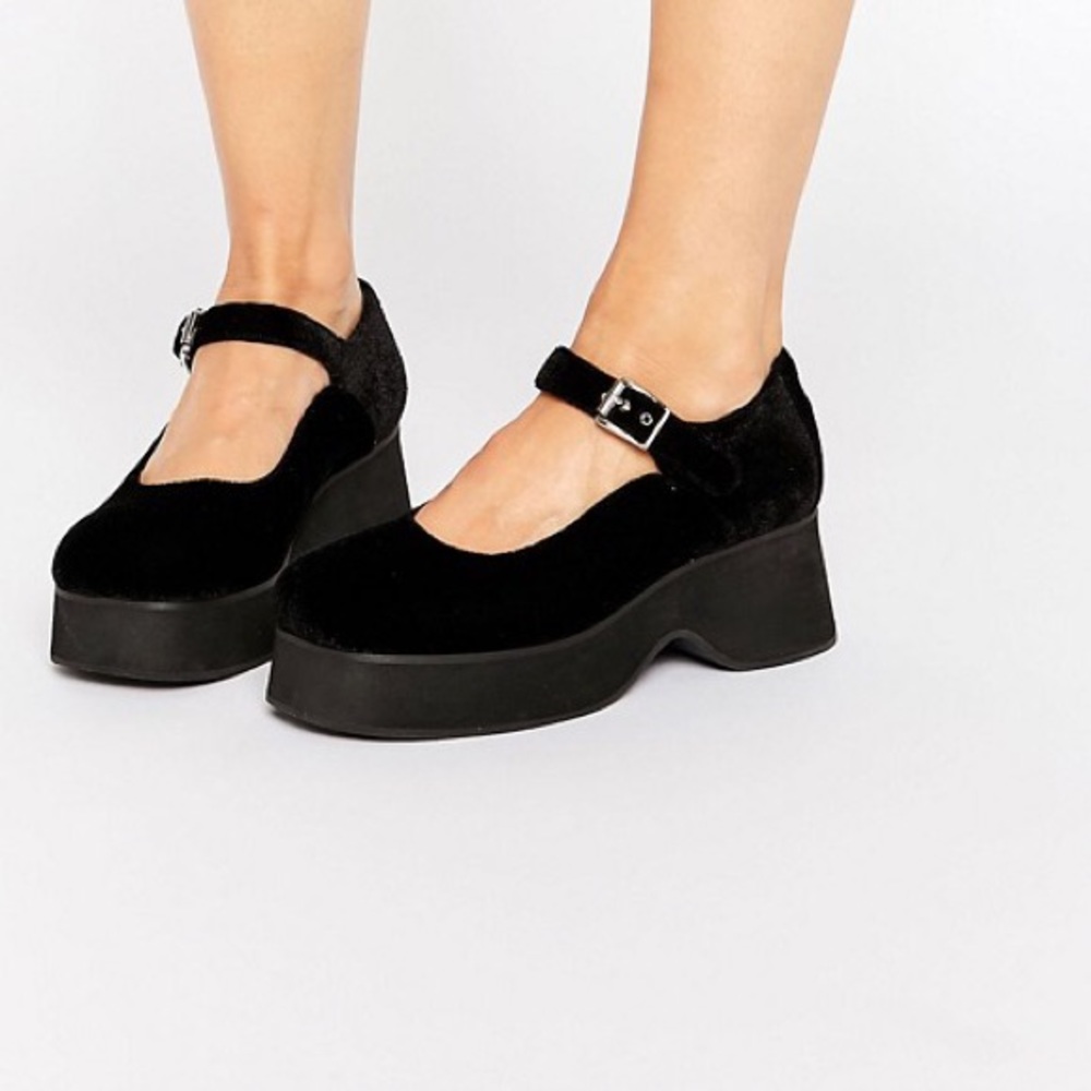 Unif suede Mary Jane platforms new without box