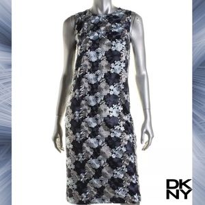 DKNY Gorgeous Shiny Blue/Silver Floral Dress