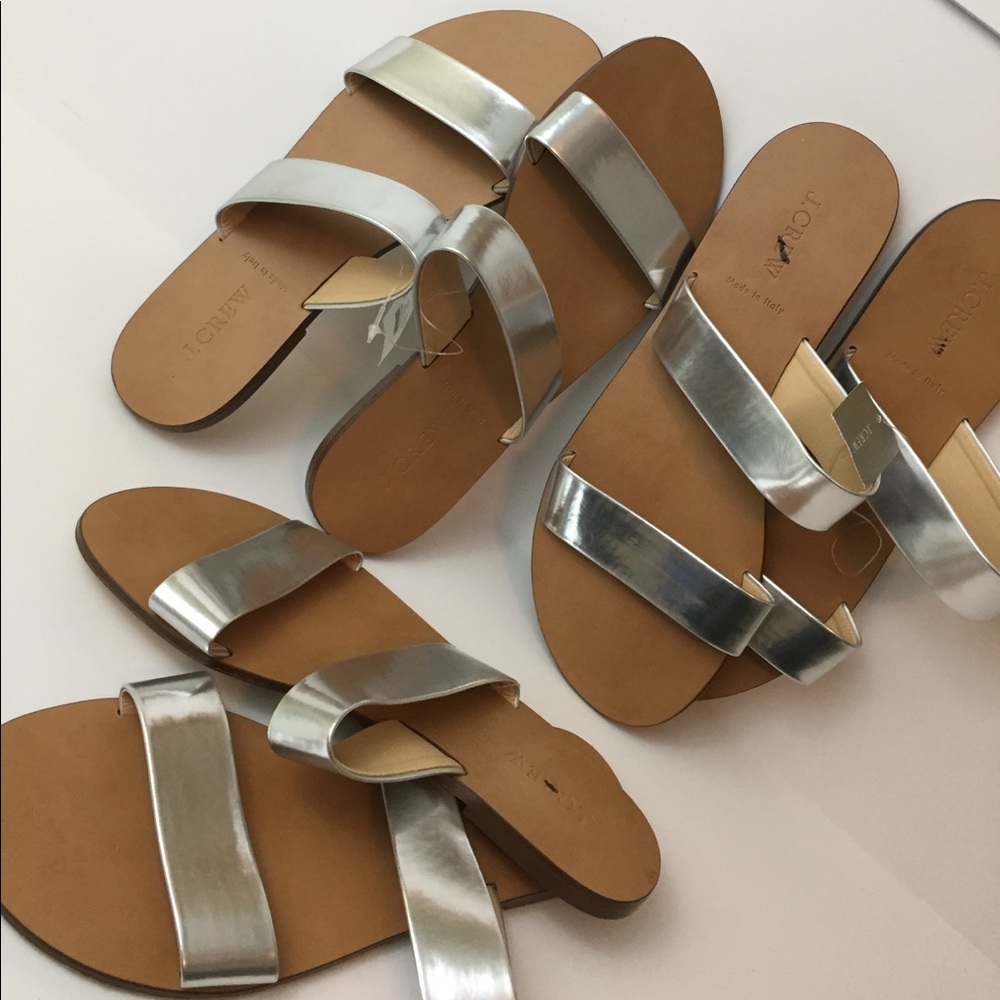 J.Crew/JCrew Malta Silver Leather Sandals 7,8,10 - Picture 2 of 4