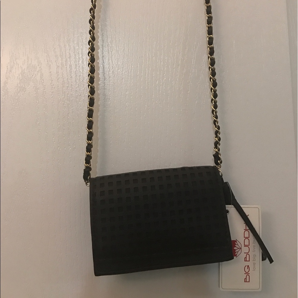 BLACK AND GOLD BIG BUDDHA CROSS BODY SMALL PURSE