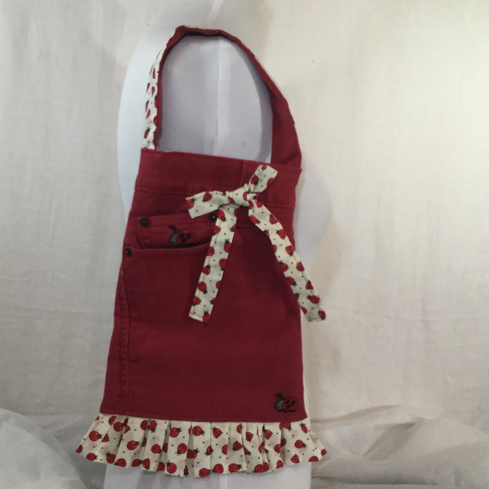 Upcycle Handmade Red Denim Girls Handbag