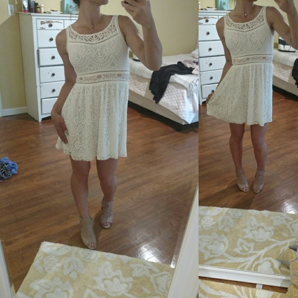H&M White lace mini dress. Perfect for vacation!