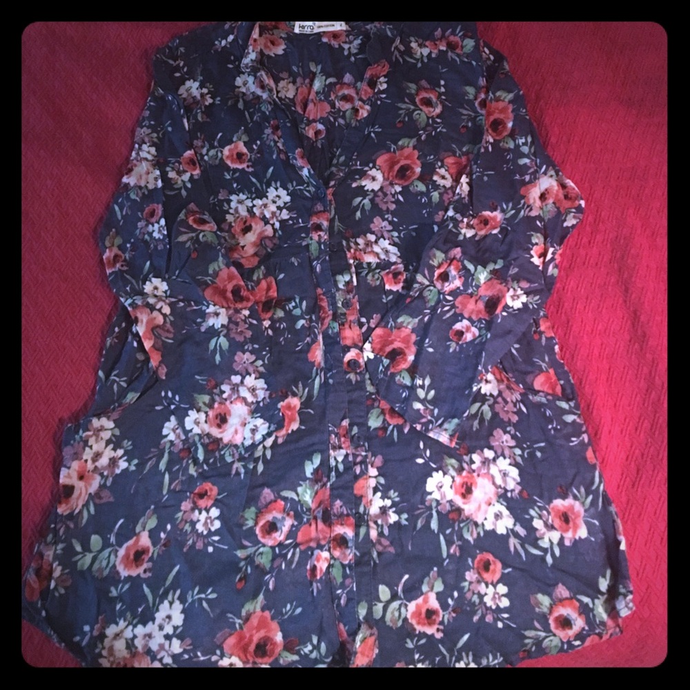 PacSun Kirra Floral Button-Up Blouse w/ Pockets👚