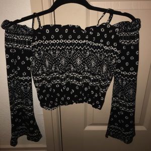 L.A. Hearts off the shoulder patterned shirt