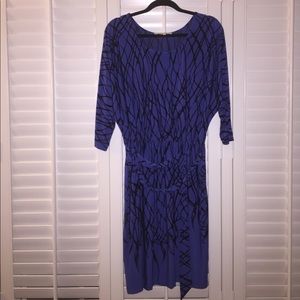 Max & Cleo Cobalt Jersey abstract Print Dress