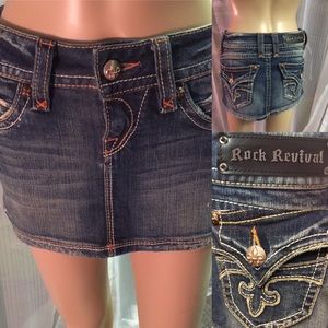 Rock revival denim mini skirt