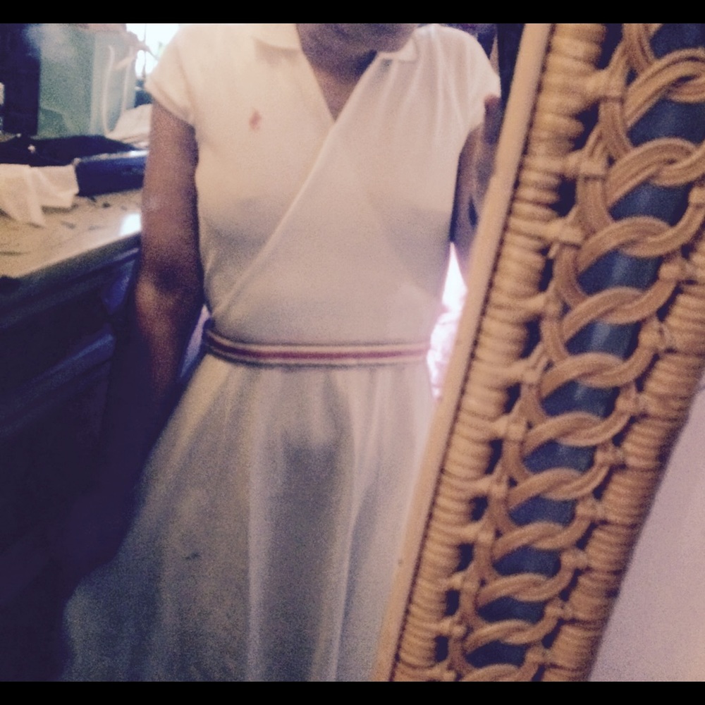 Polo kids dress white with belt