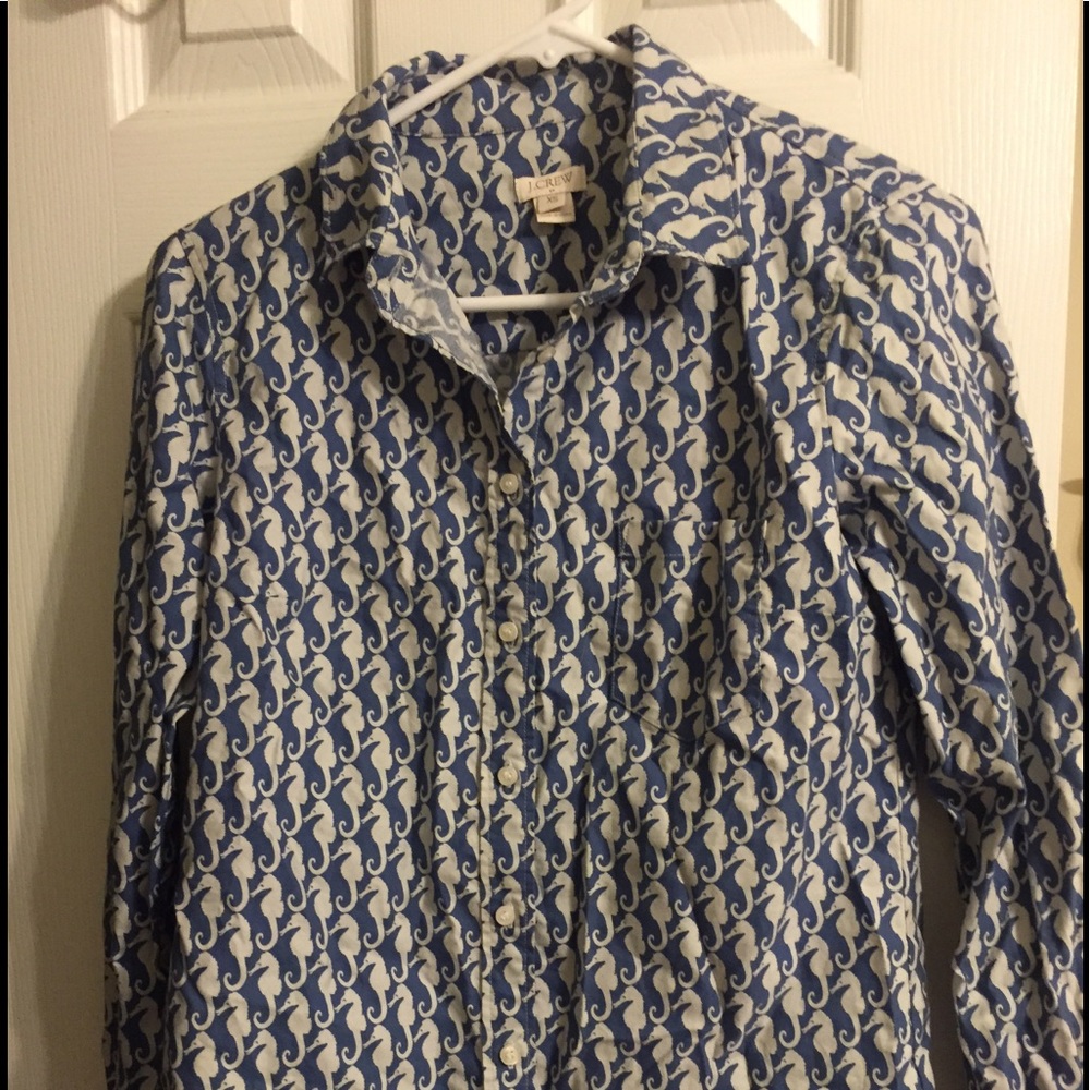 J. Crew Sea Horse Button Down