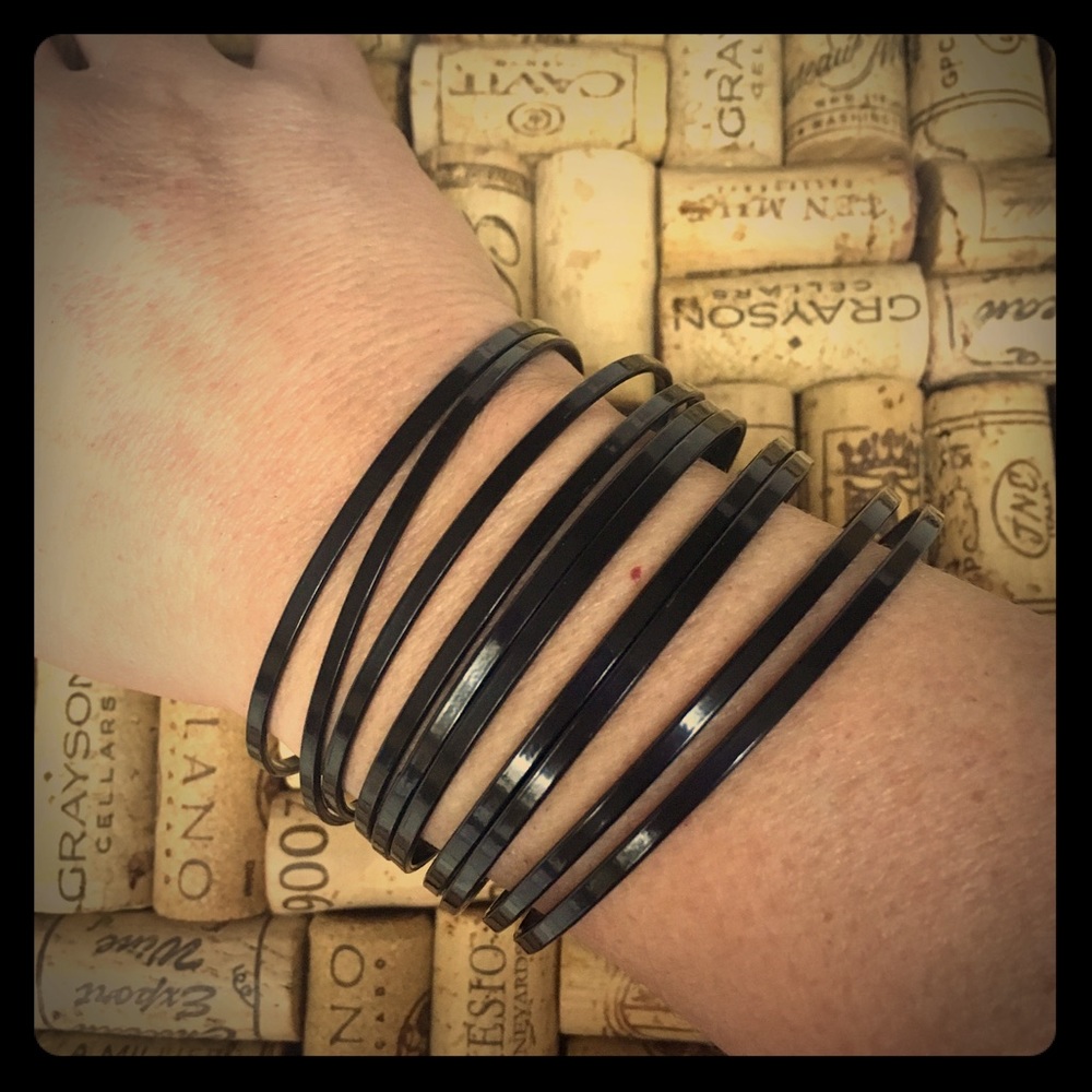 Too Cool 10 Modern Black Bracelets NWOT