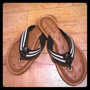 Anchor black and white sandals