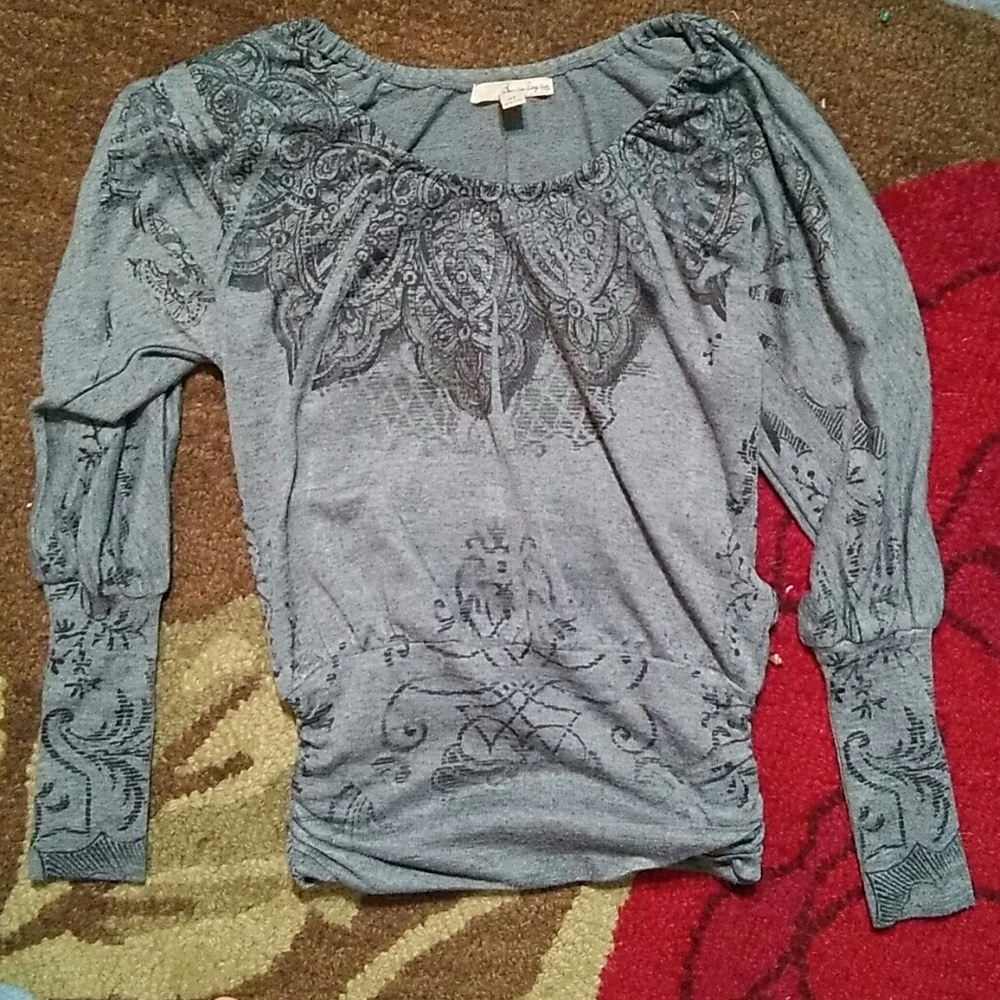 Gray Sweater With Henna Designs