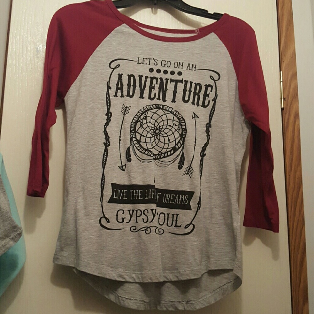 "Let's go on an adventure" baseball tee