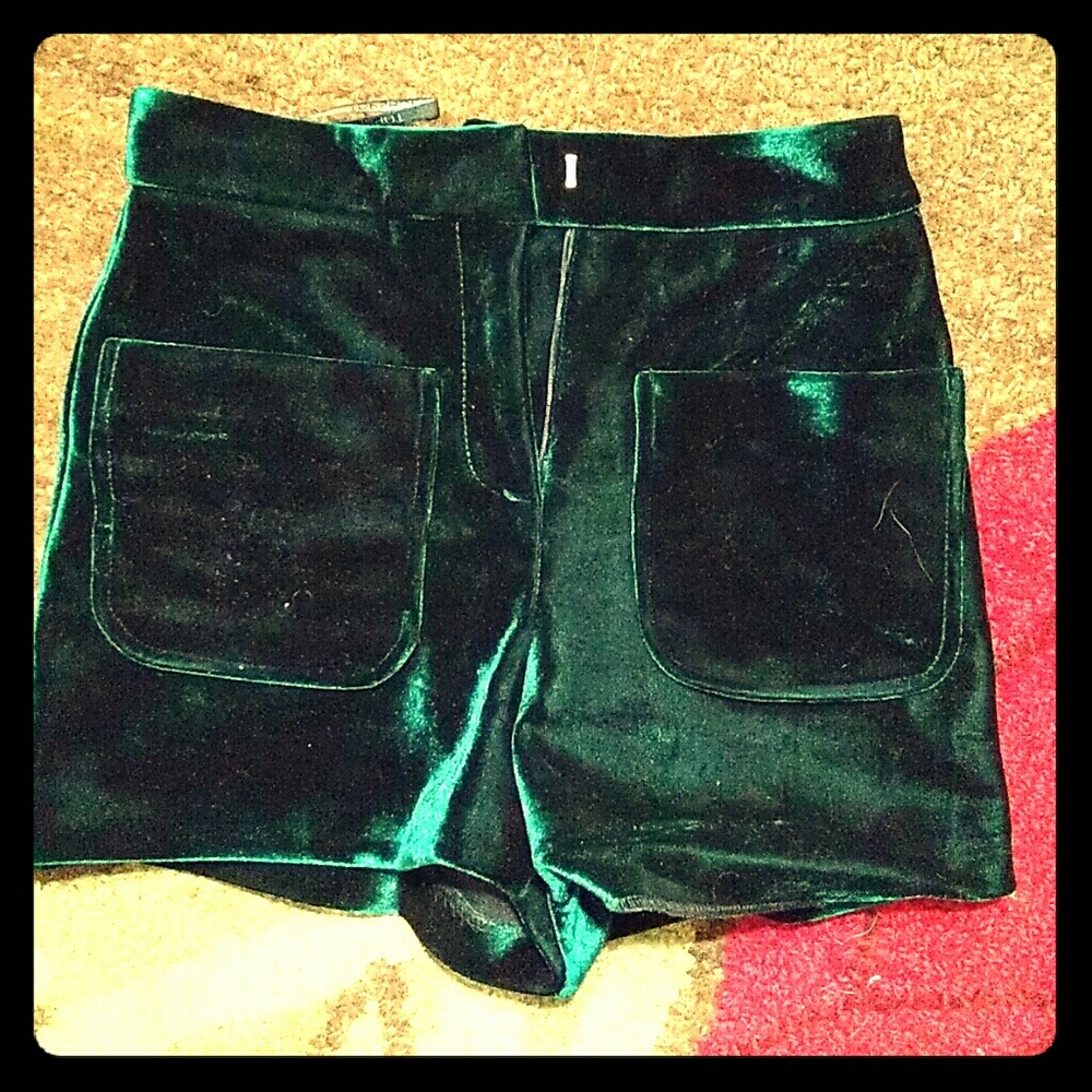 Green Velvet Shorts
