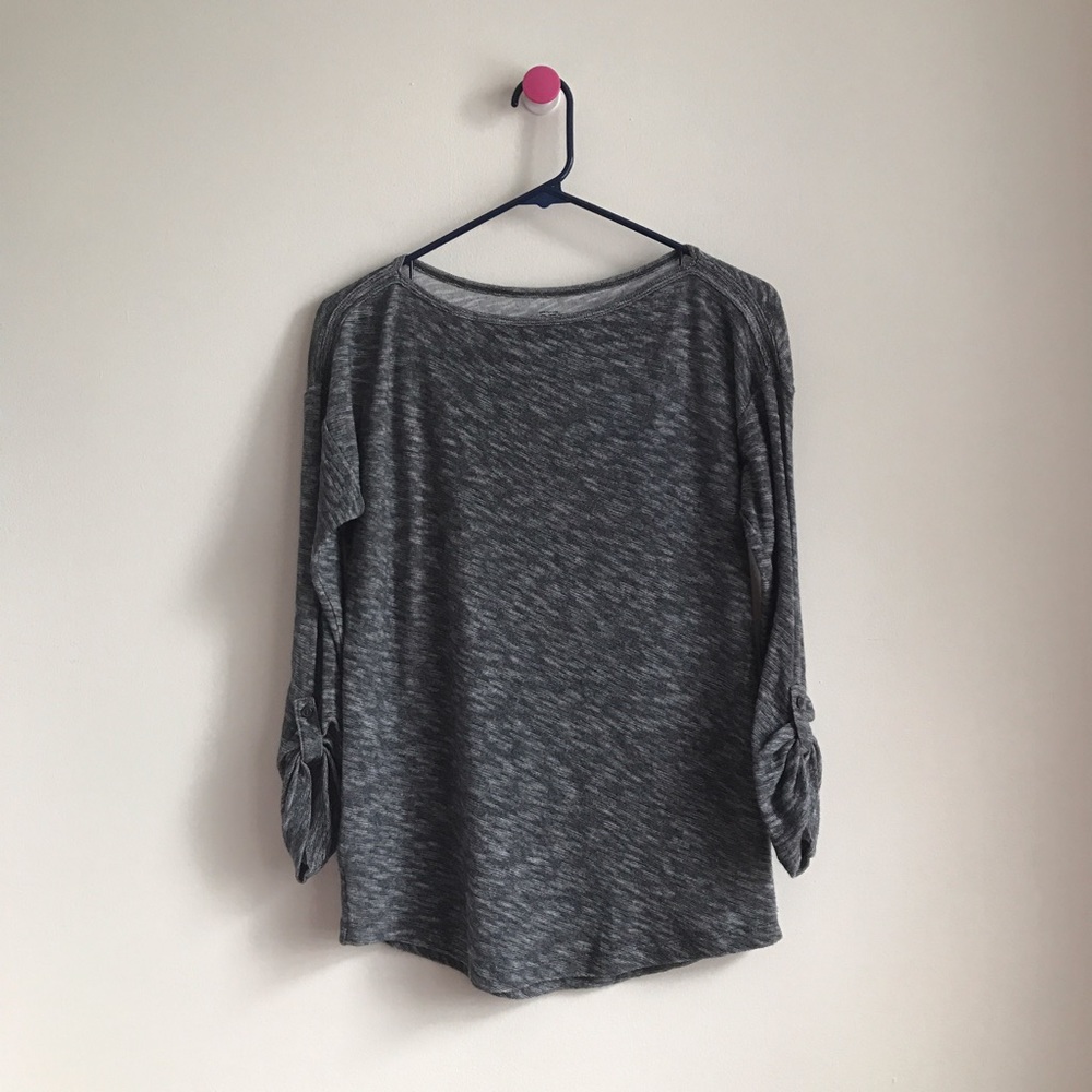 Ann Taylor LOFT heathered gray 3/4 sleeve knit top