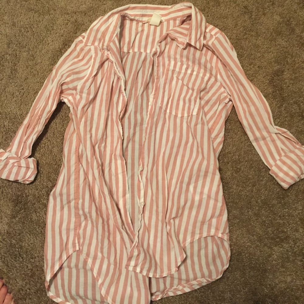 Women's Light pink and white stripe H&M button up