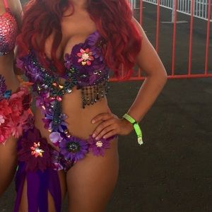 Purple fairy flower rave outfit