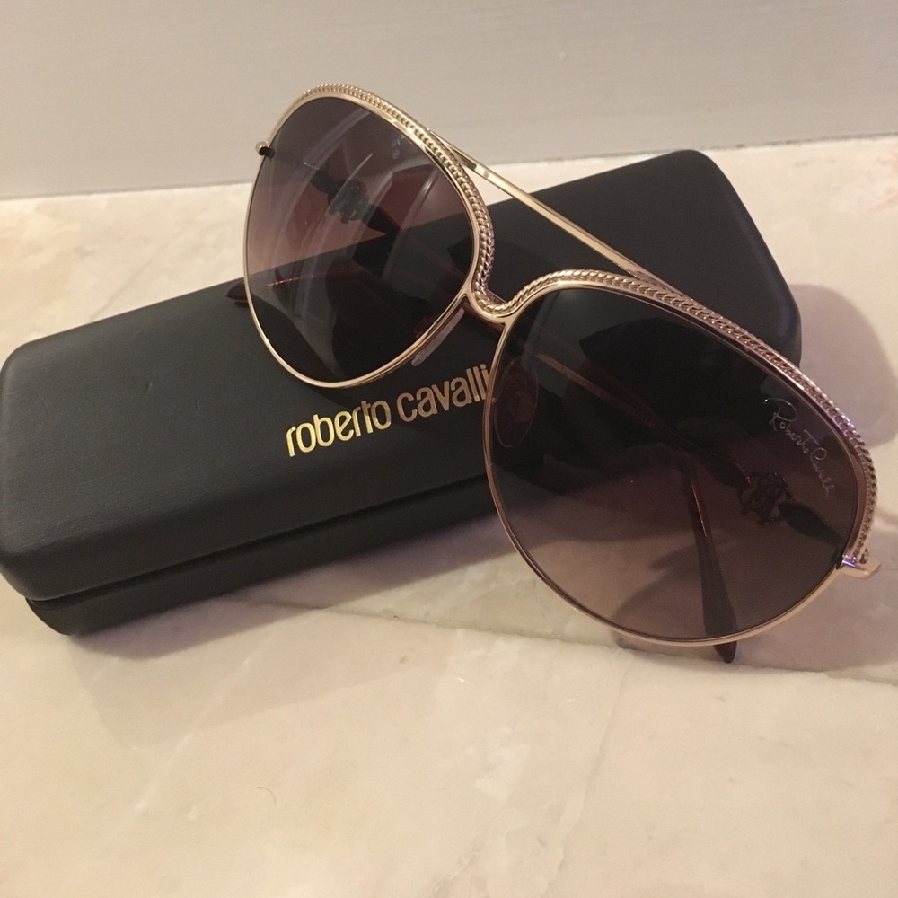 Roberto Cavalli Tureia 721S 28F Gold Sunglasses